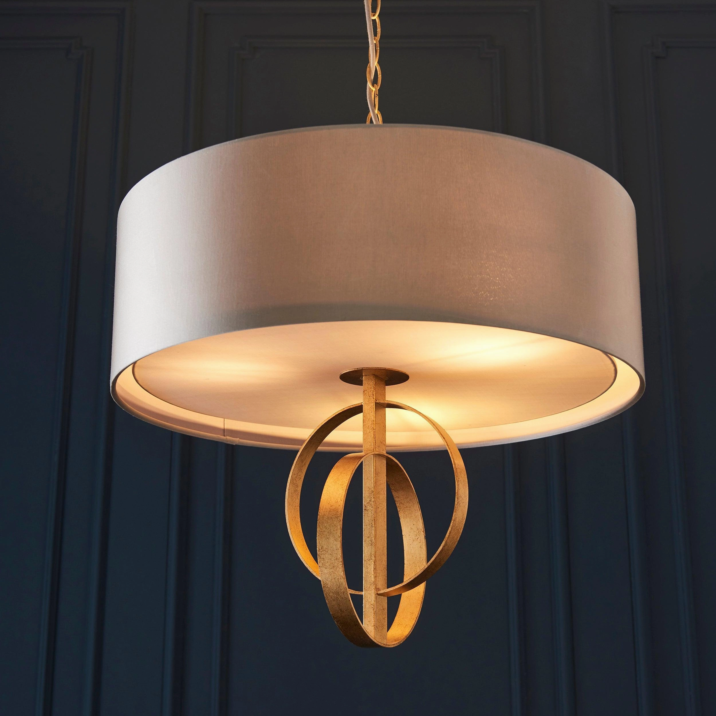 Norfolk 3 Light Gold Leaf Ceiling Pendant - Large Mink Shade