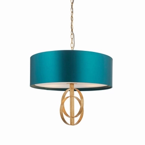Norfolk 3 Light Gold Leaf Ceiling Pendant - Large Teal Shade modern ceiling lamp