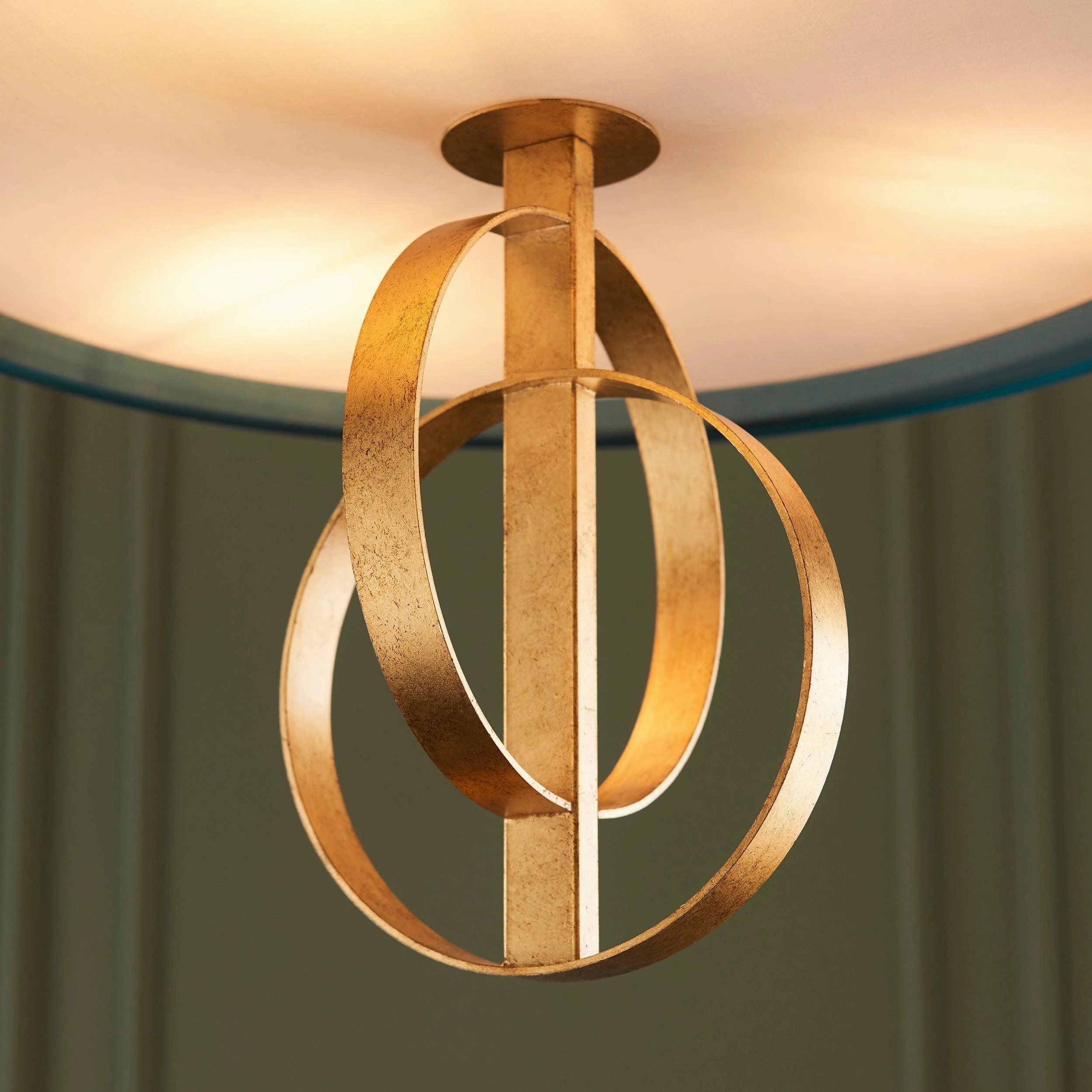 Norfolk 3 Light Gold Leaf Ceiling Pendant - Large Teal Shade