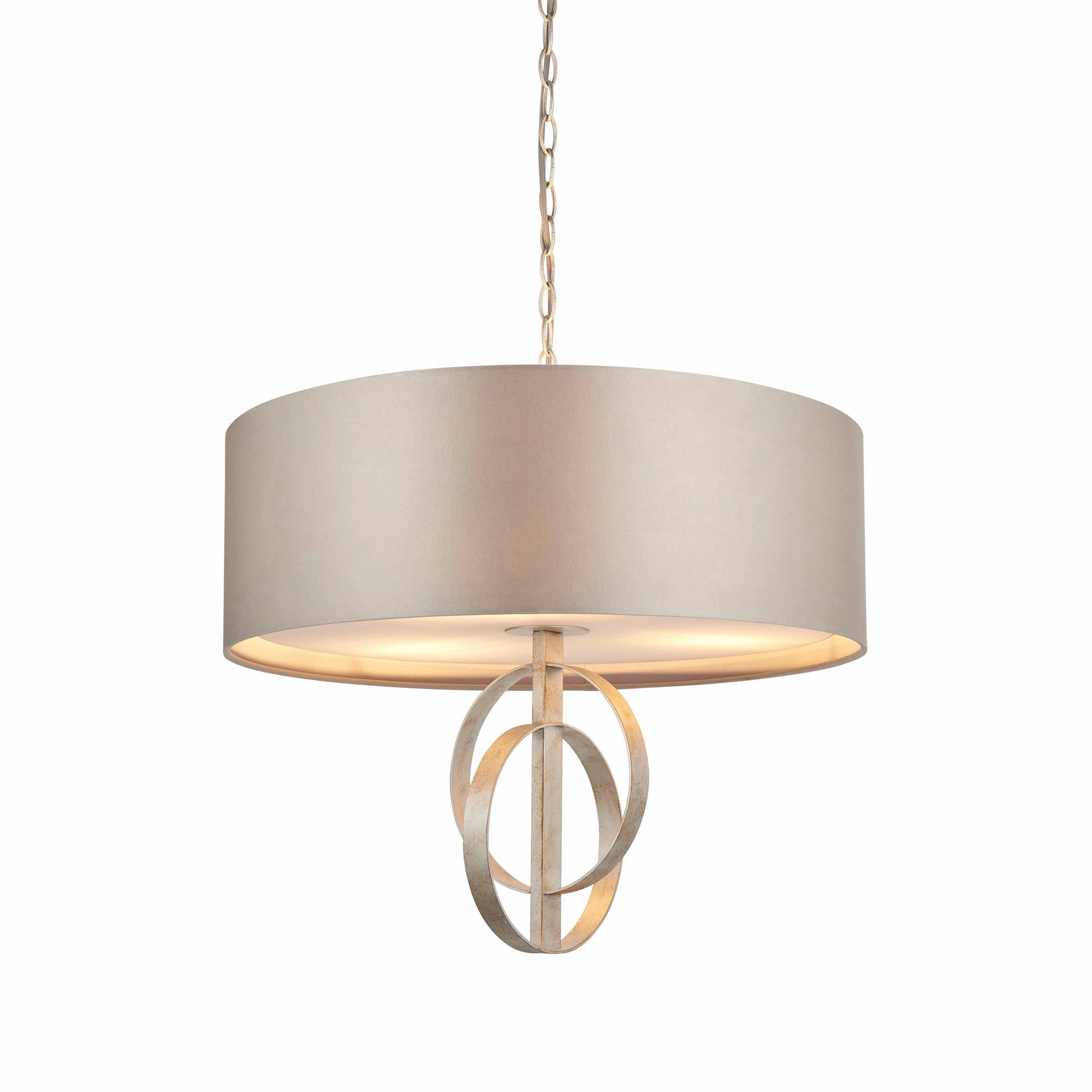 Norfolk 3 Light Silver Leaf Pendant With Large Mink Shade modern ceiling lamp