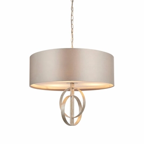 Norfolk 3 Light Silver Leaf Pendant With Large Mink Shade modern ceiling lamp