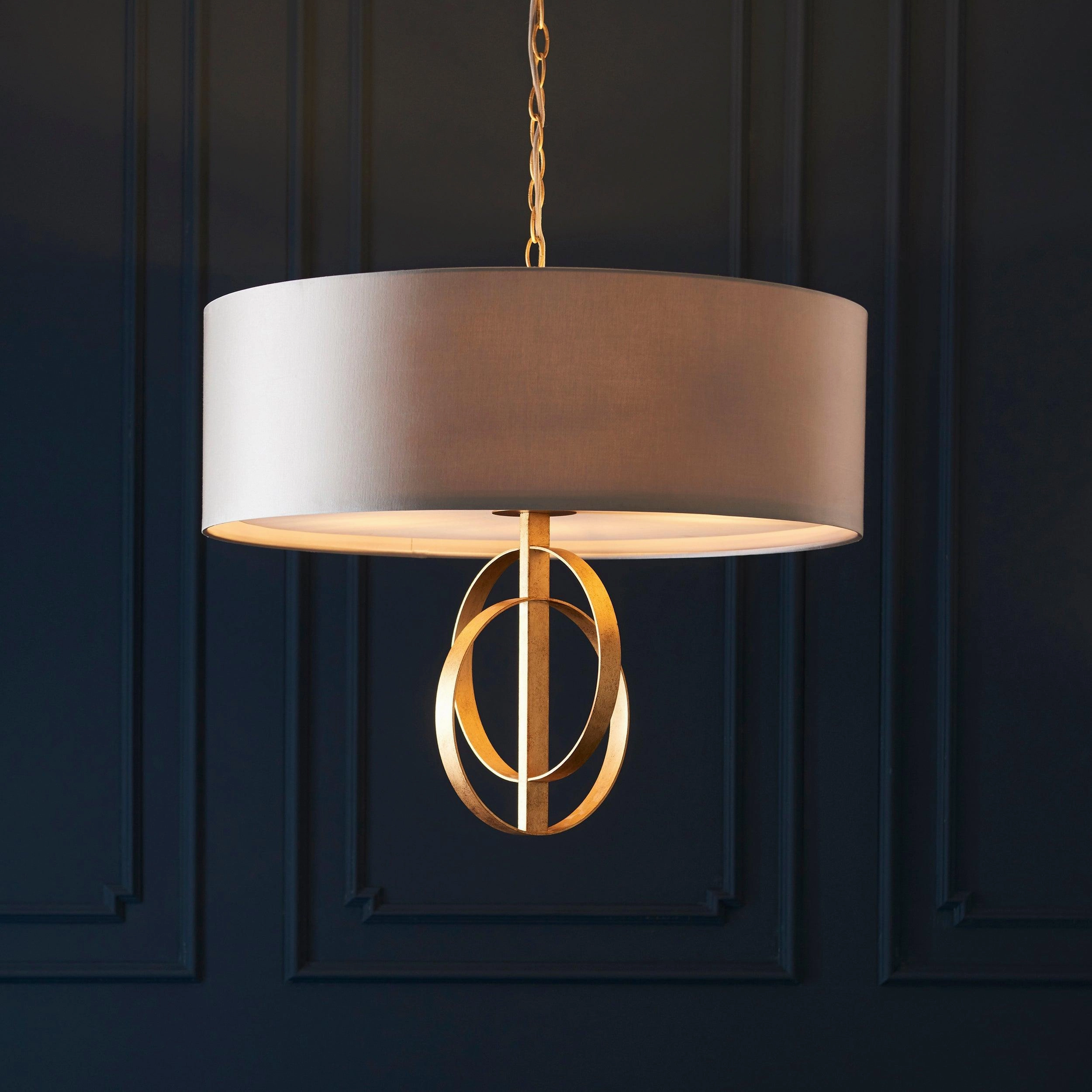 Norfolk Extra Large 5 Light Gold Leaf Pendant - Mink Shade