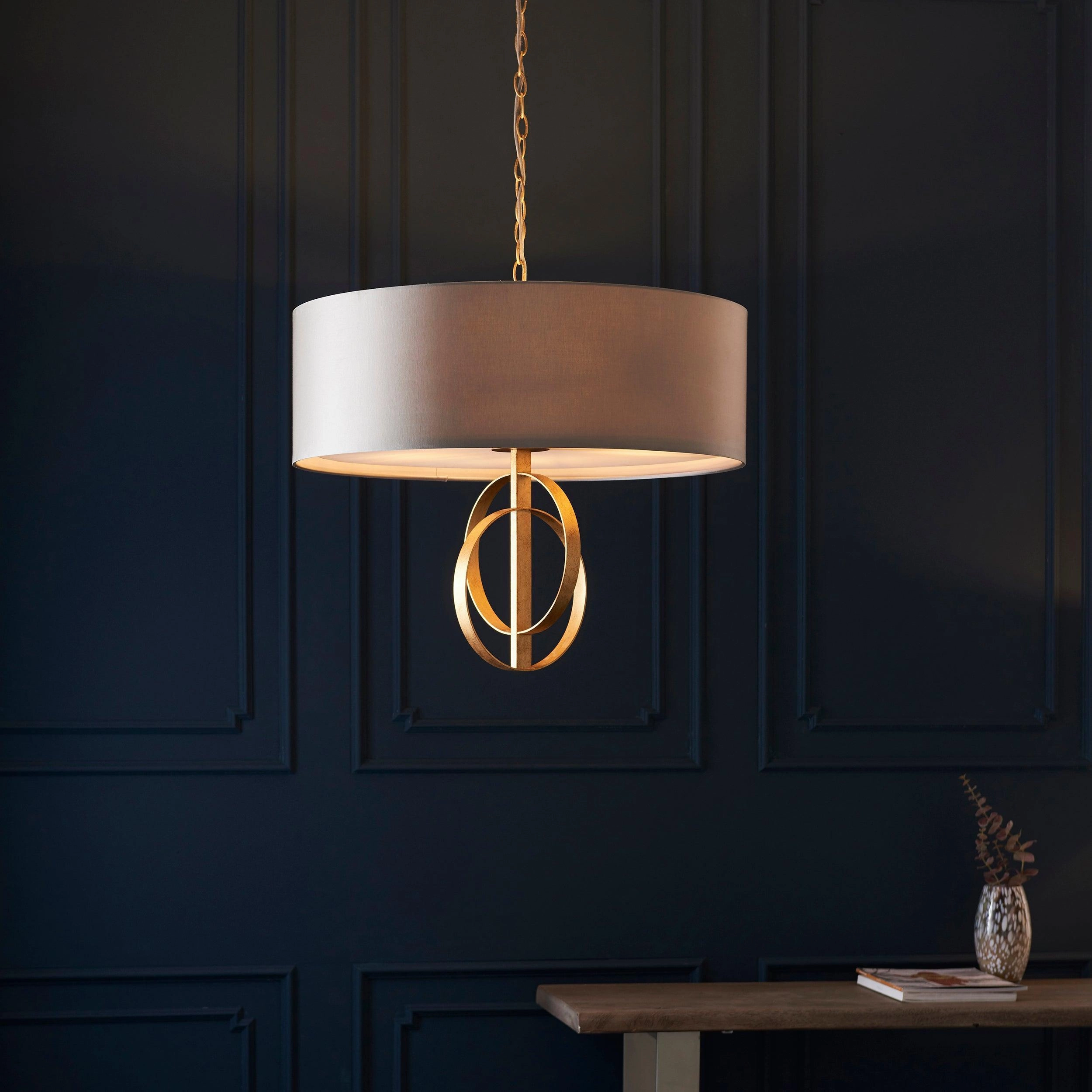 Norfolk Extra Large 5 Light Gold Leaf Pendant - Mink Shade
