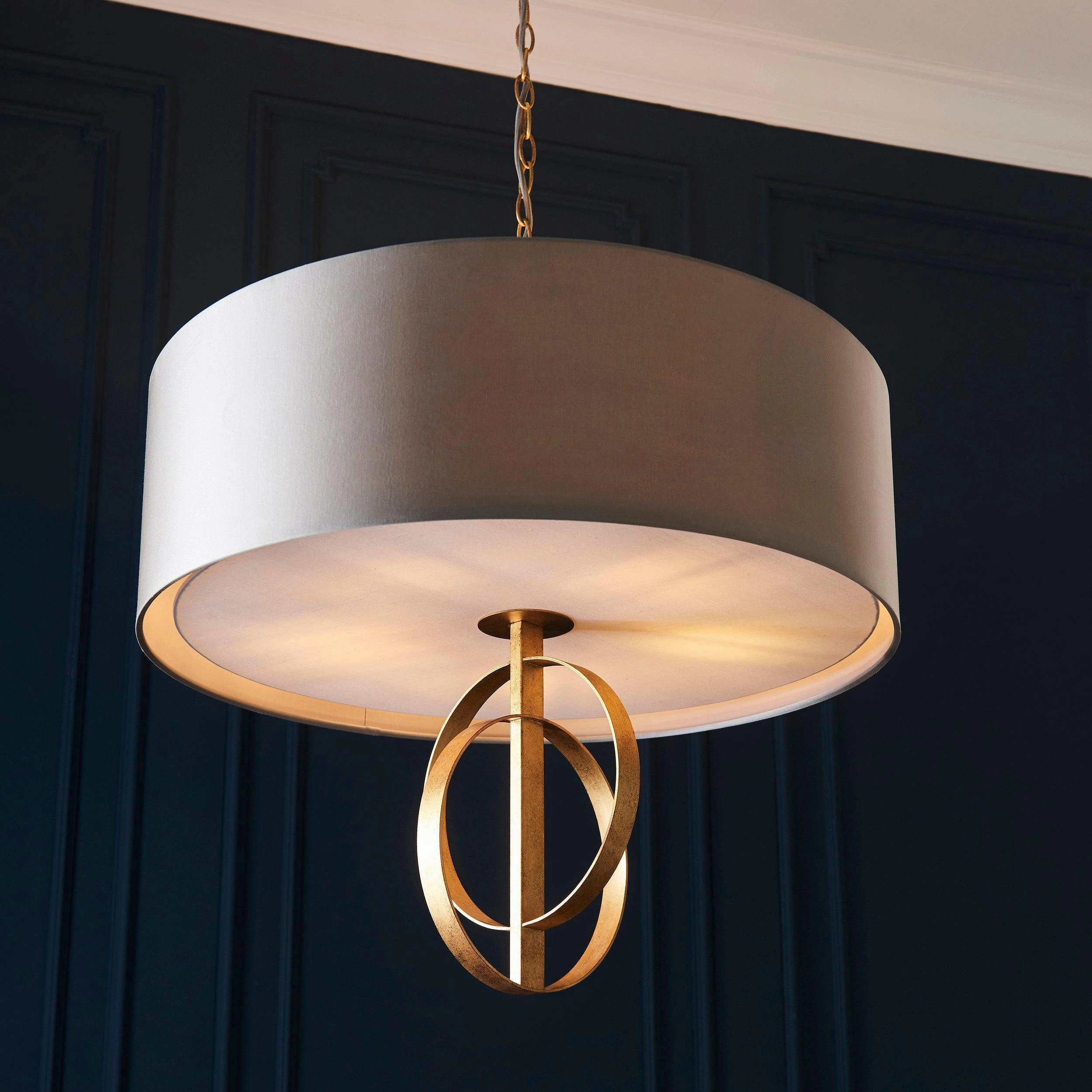 Norfolk Extra Large 5 Light Gold Leaf Pendant - Mink Shade