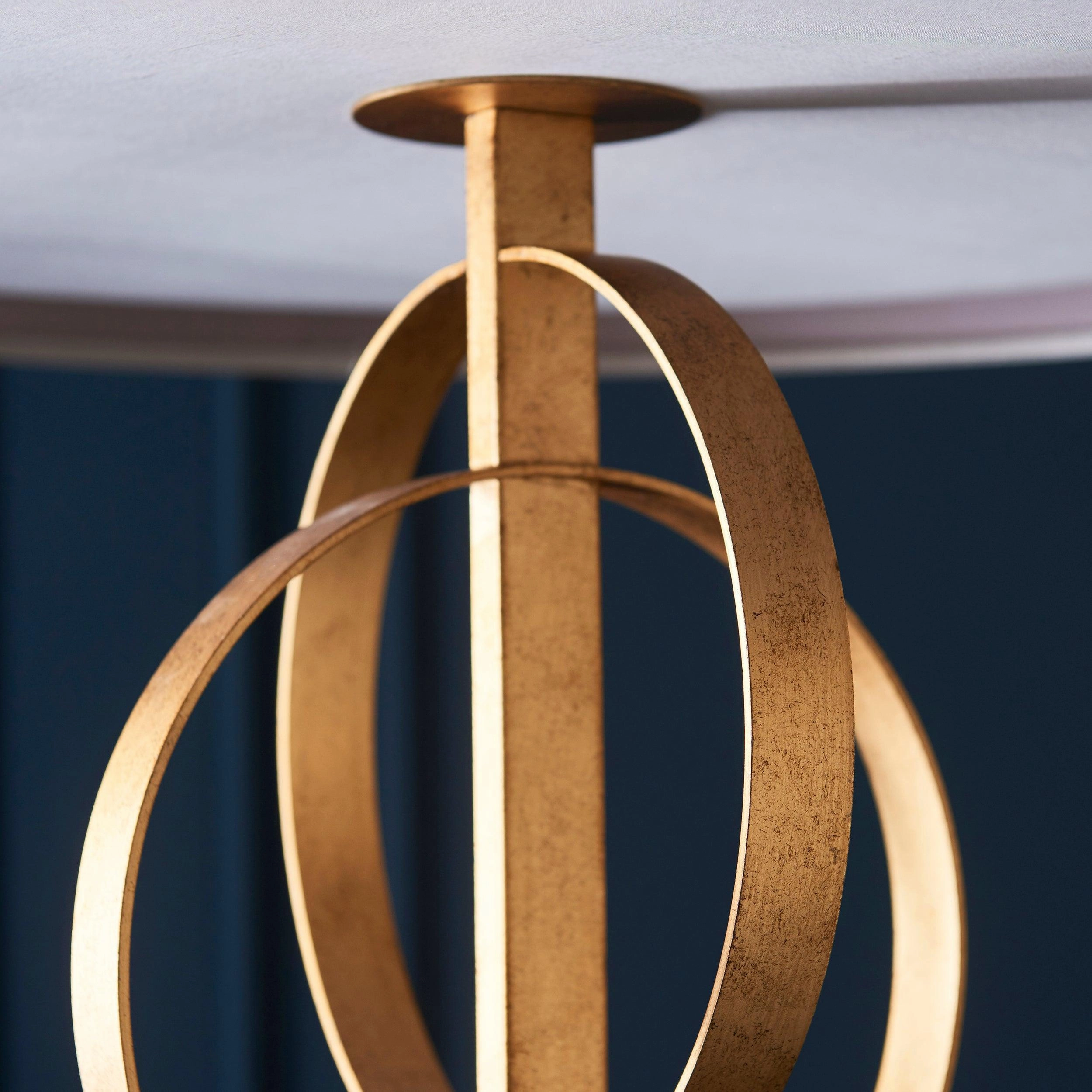 Norfolk Extra Large 5 Light Gold Leaf Pendant - Mink Shade