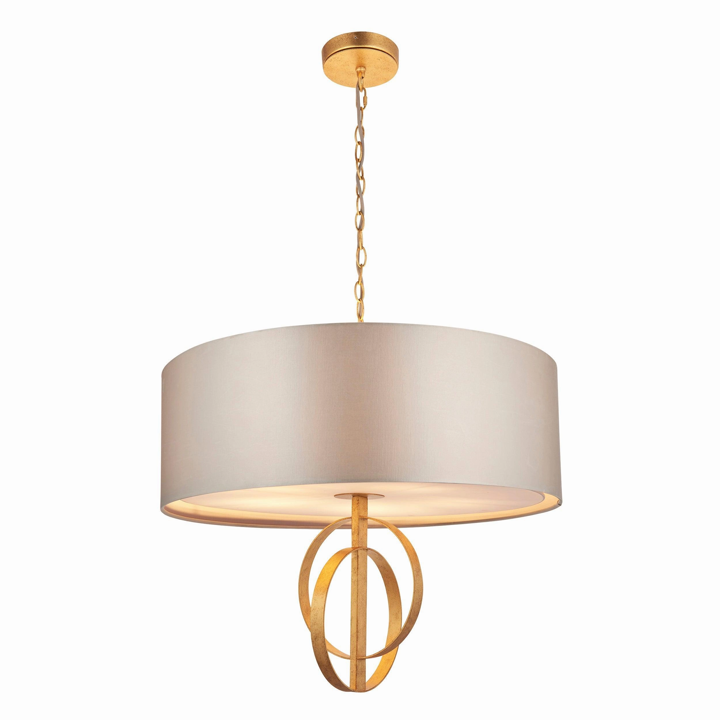 Norfolk Extra Large 5 Light Gold Leaf Pendant - Mink Shade