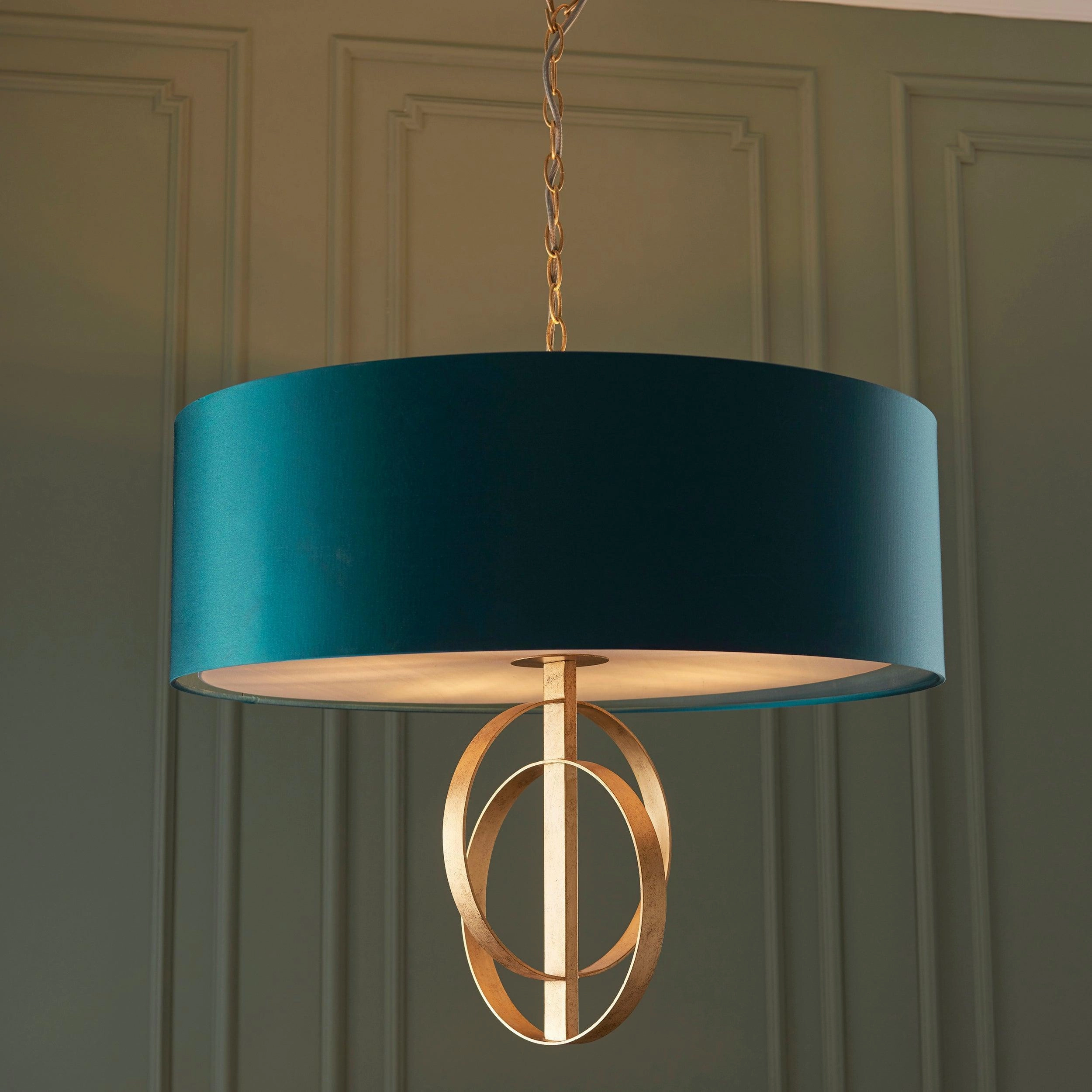 Norfolk XL 5 Light Gold Leaf Pendant - Teal Shade