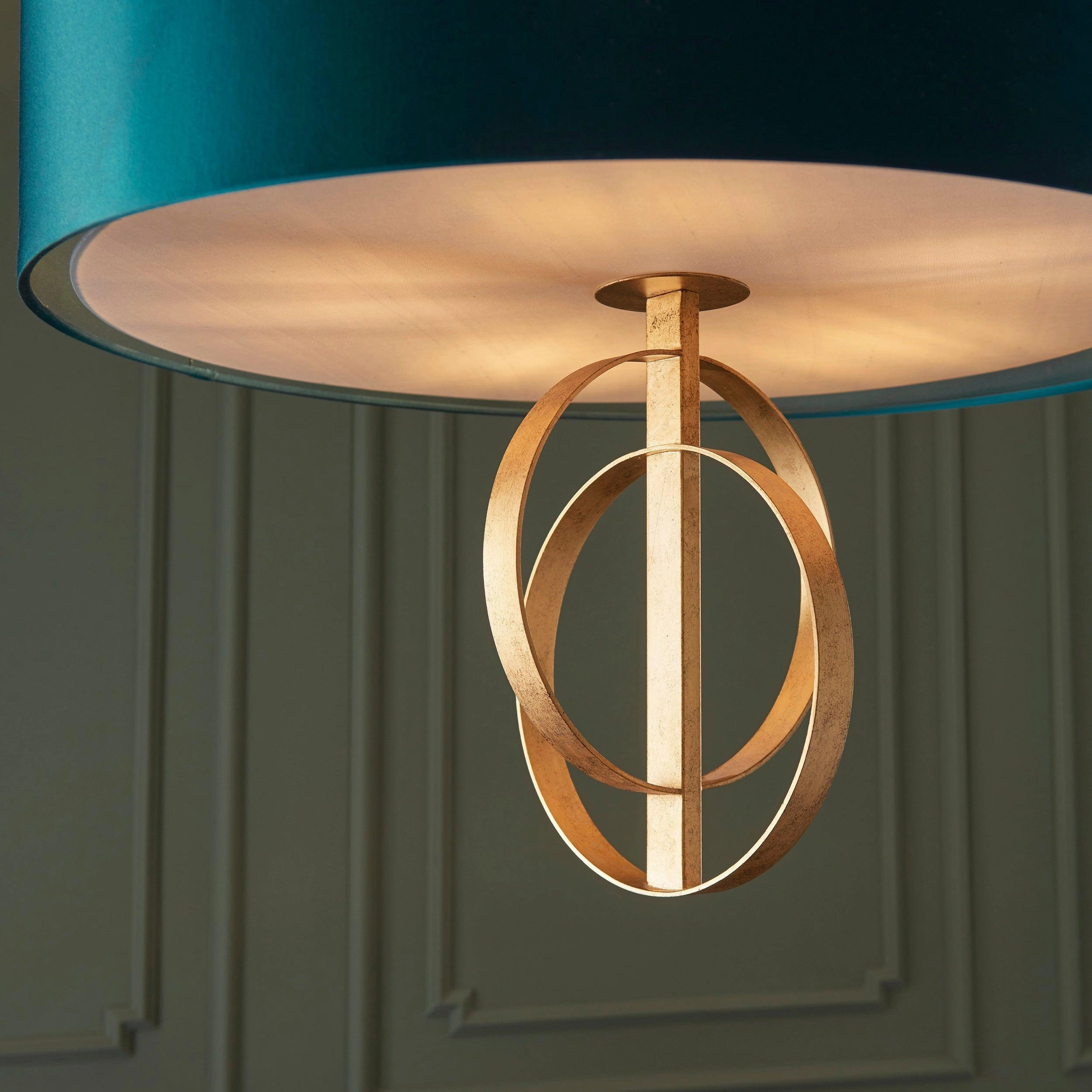 Norfolk XL 5 Light Gold Leaf Pendant - Teal Shade