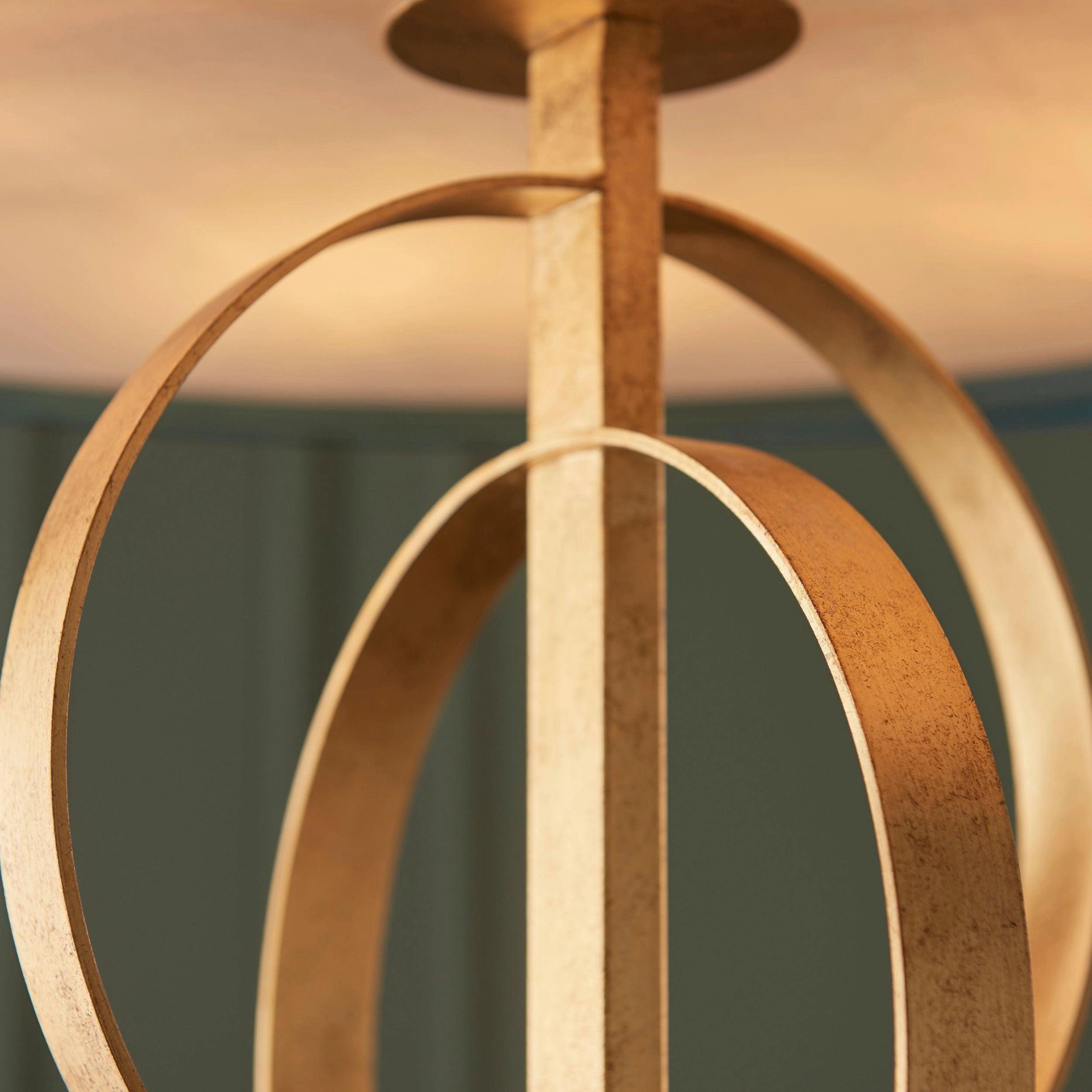 Norfolk XL 5 Light Gold Leaf Pendant - Teal Shade