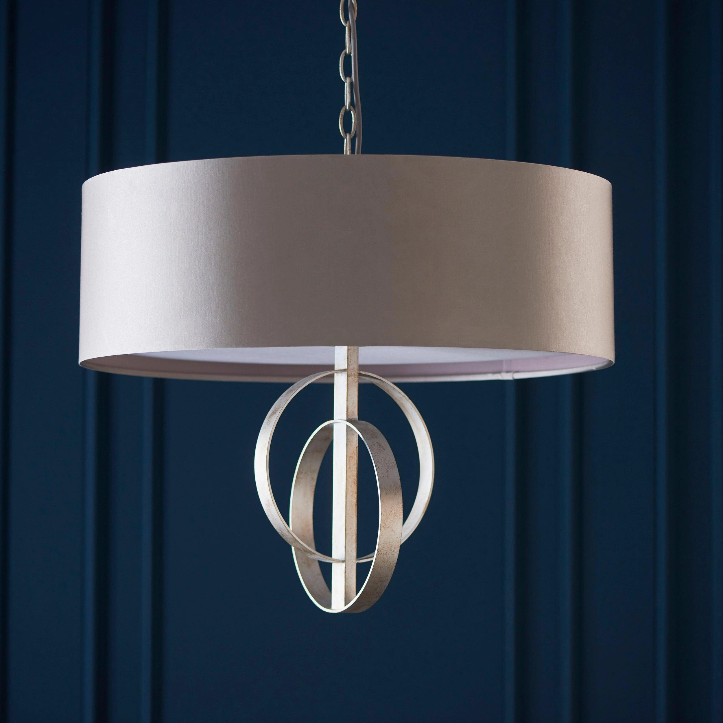 Norfolk XL 5 Light Silver Leaf Pendant - Mink Shade