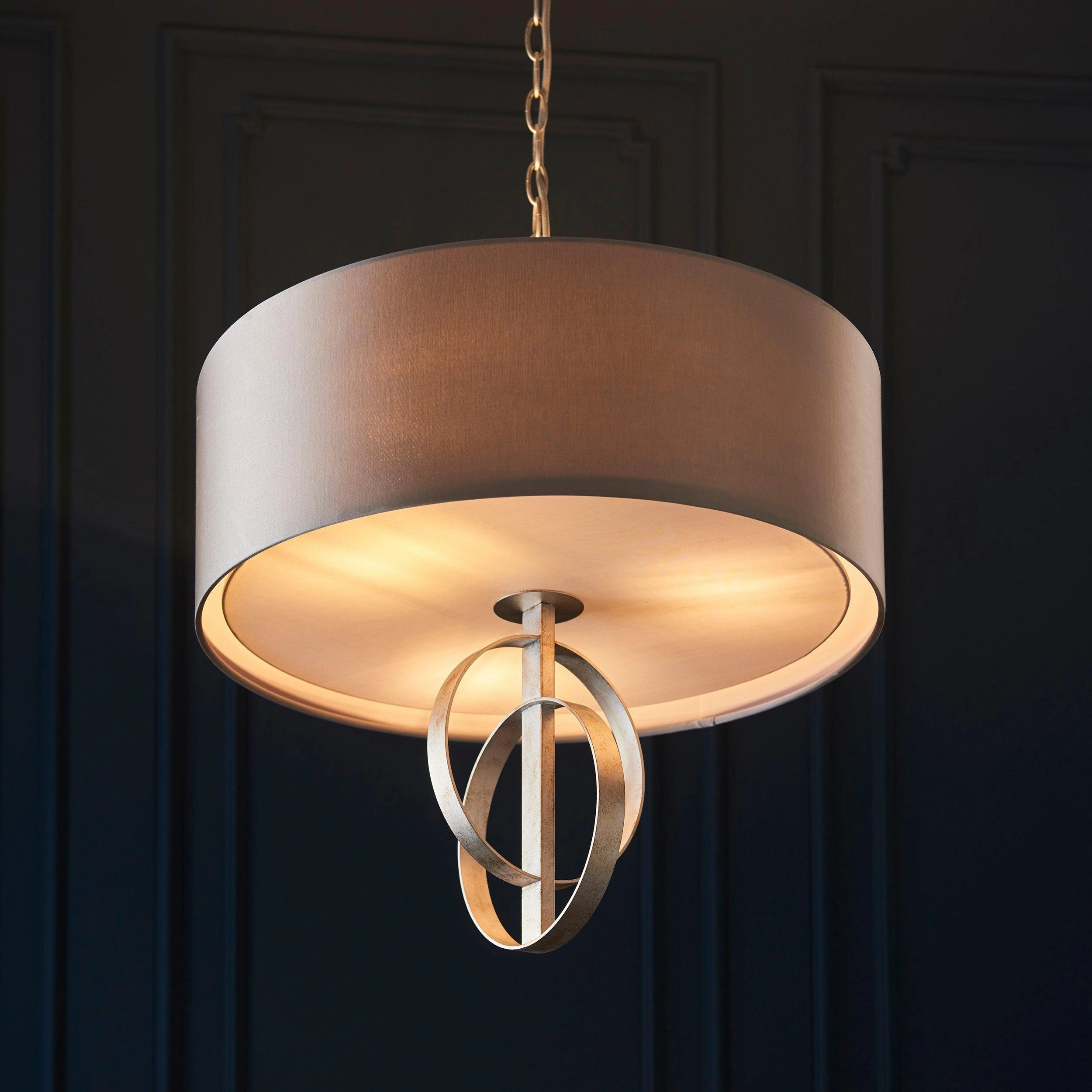 Norfolk XL 5 Light Silver Leaf Pendant - Mink Shade