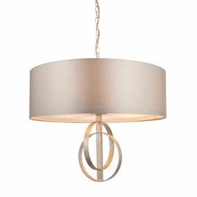 Norfolk XL 5 Light Silver Leaf Pendant - Mink Shade modern ceiling lamp