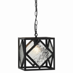 Oaks Lighting Ake Black & Mottled Glass Lantern Pendant modern ceiling lamp