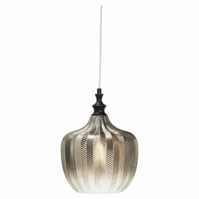 Oaks Lighting Darby Black & Smoked Glass Pendant Light modern ceiling lamp