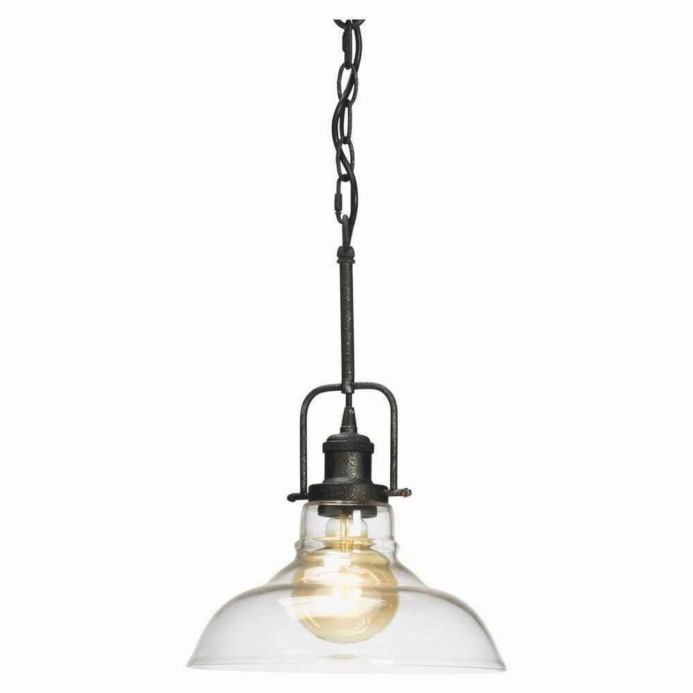 Oaks Lighting Esko Wrought Iron & Glass Shade Ceiling Light modern ceiling lamp