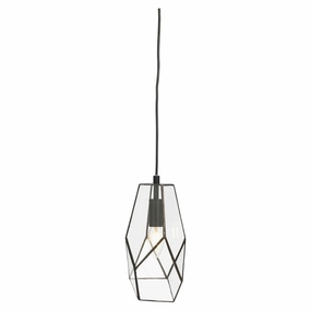Oaks Lighting Jonk Small Black Framed Glass Panelled Pendant modern ceiling lamp