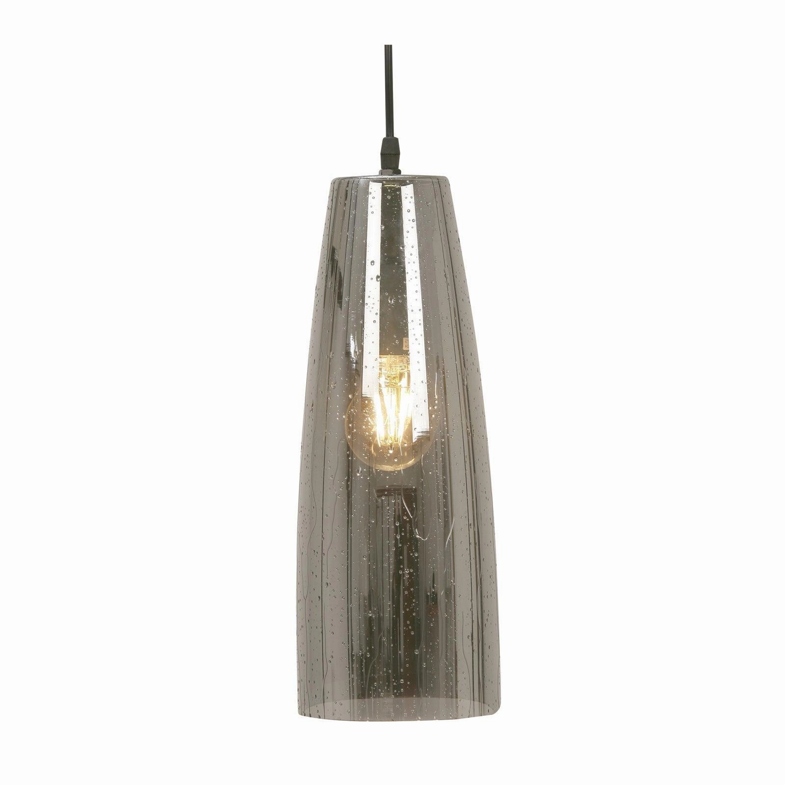 Oaks Lighting Oriata Smoked Glass Ceiling Pendant - 13cm modern ceiling lamp
