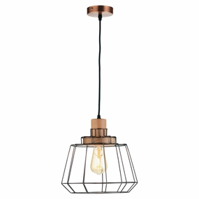 Oaks Lighting Rulo Copper Wire Frame & Wood Ceiling Pendant modern ceiling lamp