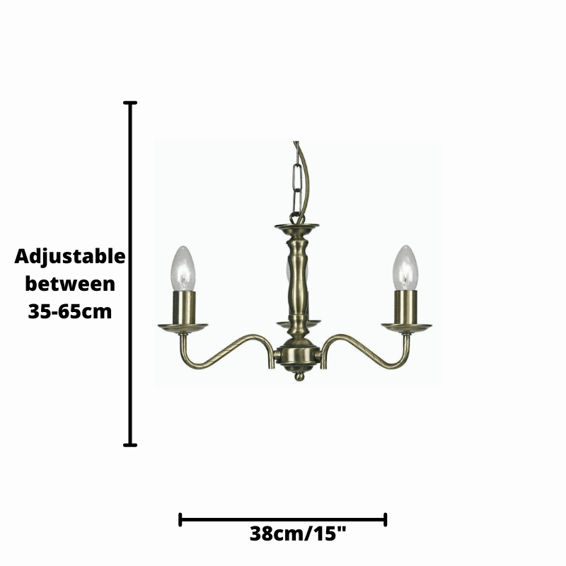 Oaks Nadoor 3 Light Antique Brass Chandelier