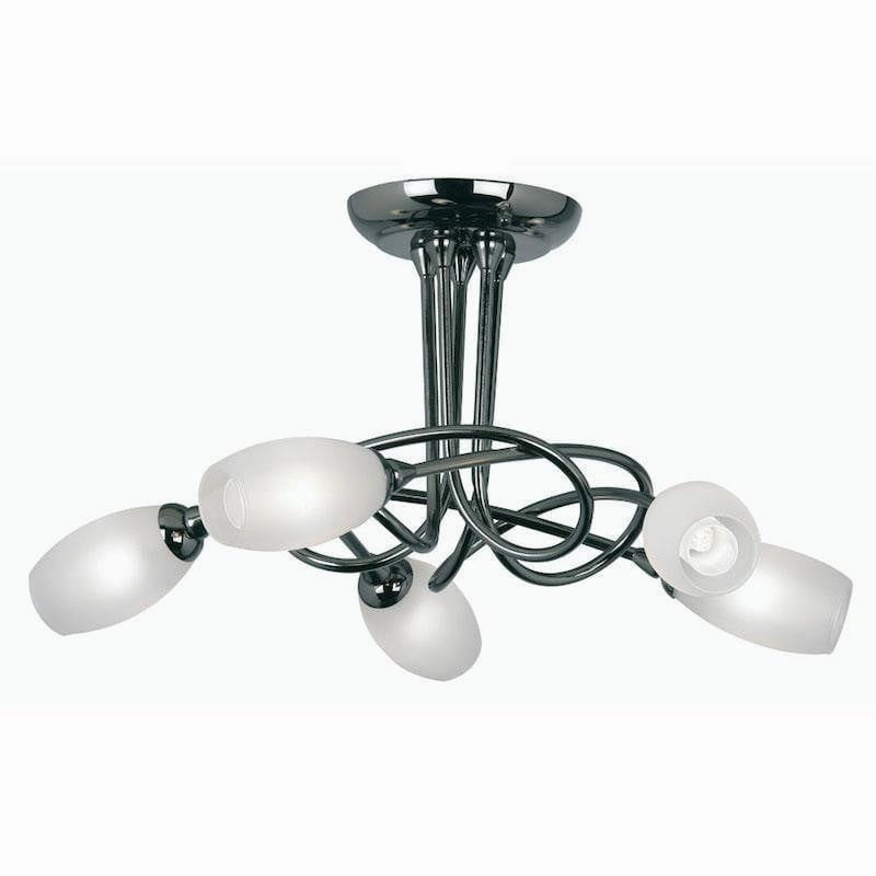 Oaks Tara 5 Light Mirror Black Semi-flush Ceiling Light simple ceiling design light