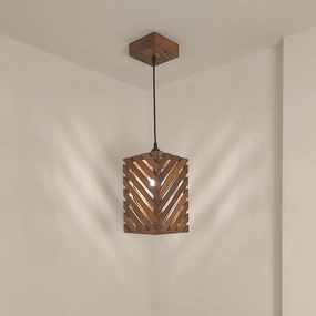 Oblique Brown Wooden Single Hanging Lamp contemporary ceiling fixture