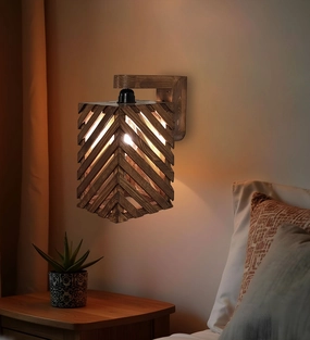 Oblique Brown Wooden Wall Light (BULB NOT INCLUDED) vintage desk lamp