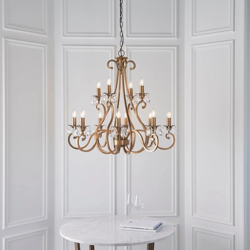 Oksana Antique Brass Finish 12 Light Chandelier