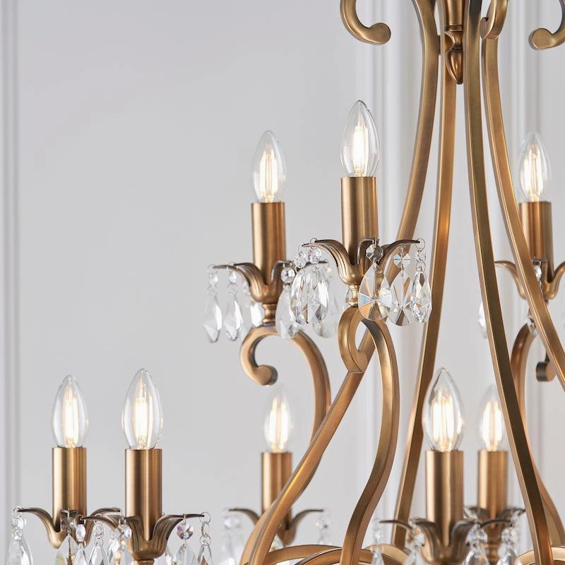 Oksana Antique Brass Finish 12 Light Chandelier