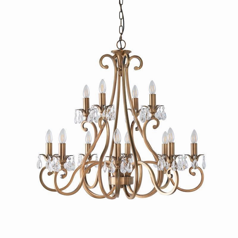 Oksana Antique Brass Finish 12 Light Chandelier