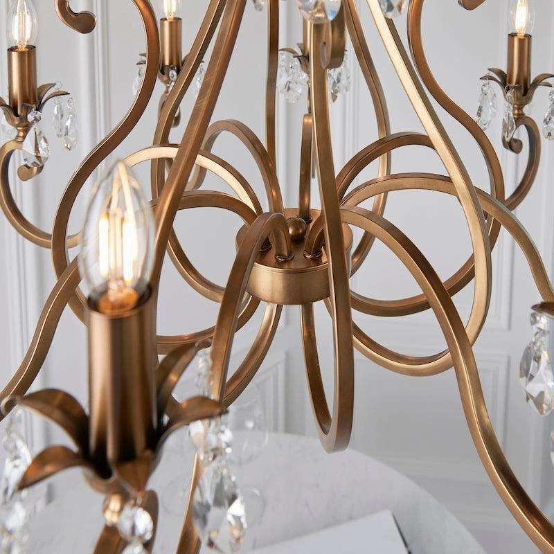 Oksana Antique Brass Finish 12 Light Chandelier