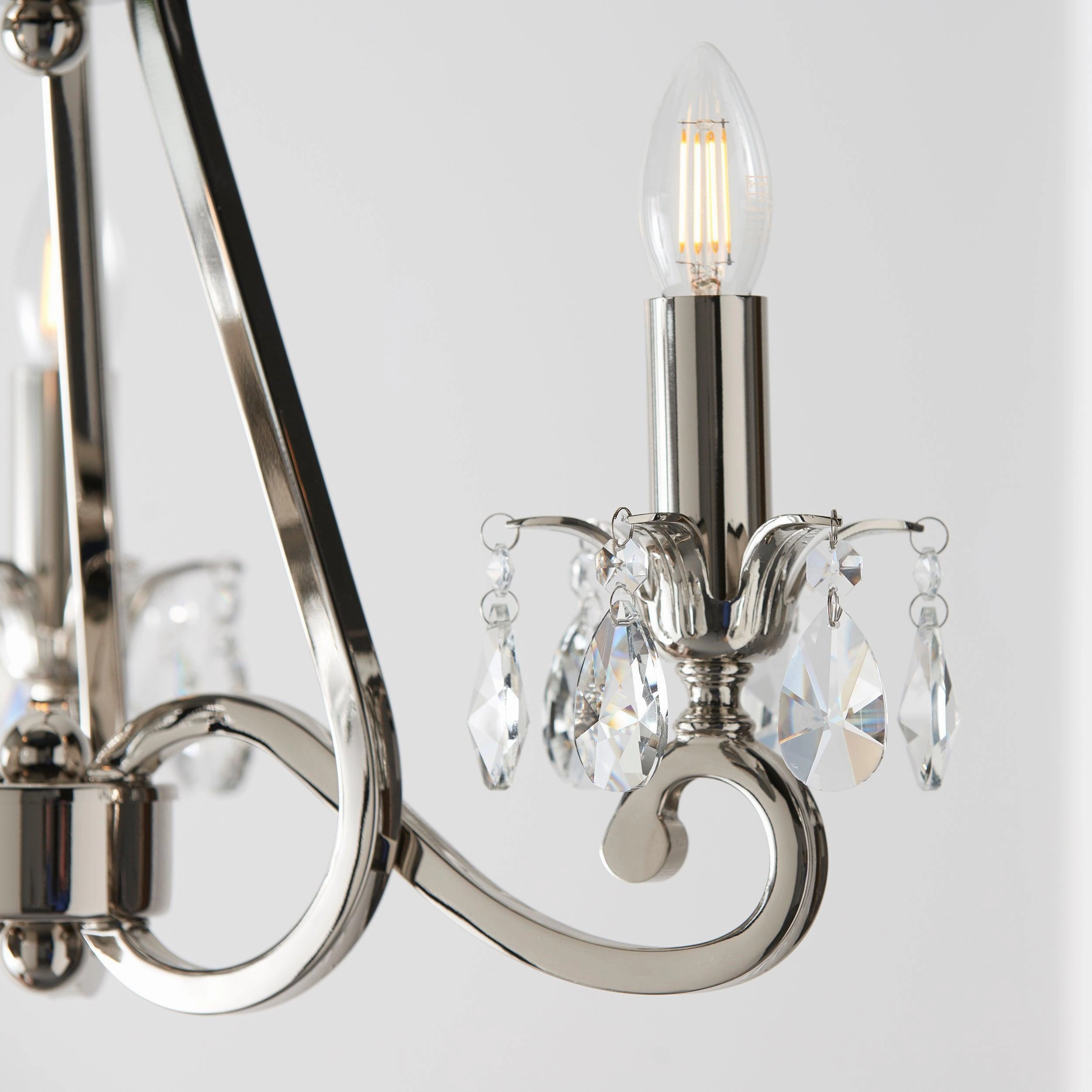 Oksana Polished Nickel Finish 3 Light Chandelier