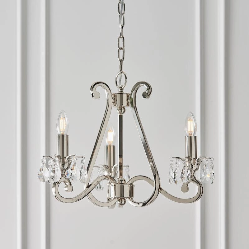 Oksana Polished Nickel Finish 3 Light Chandelier simple ceiling design light