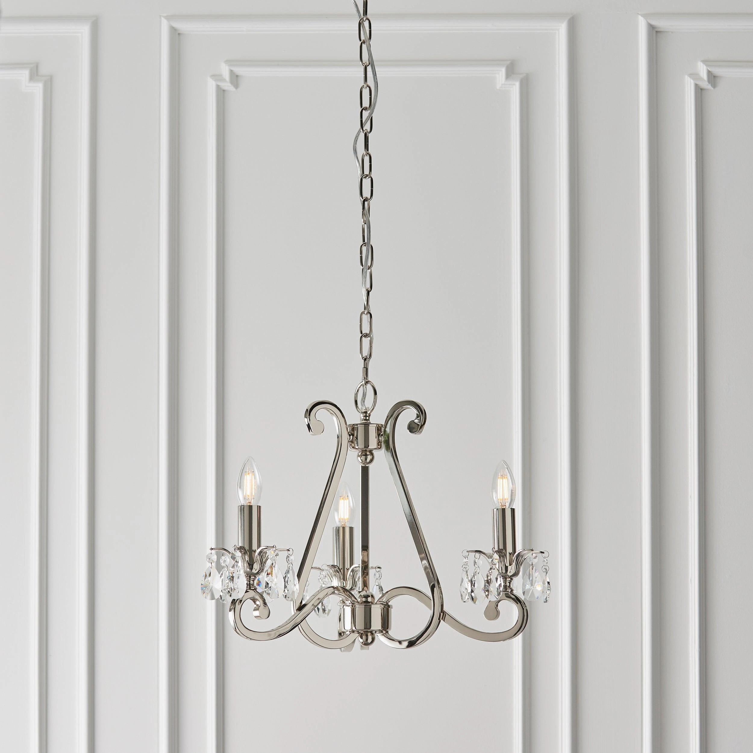 Oksana Polished Nickel Finish 3 Light Chandelier