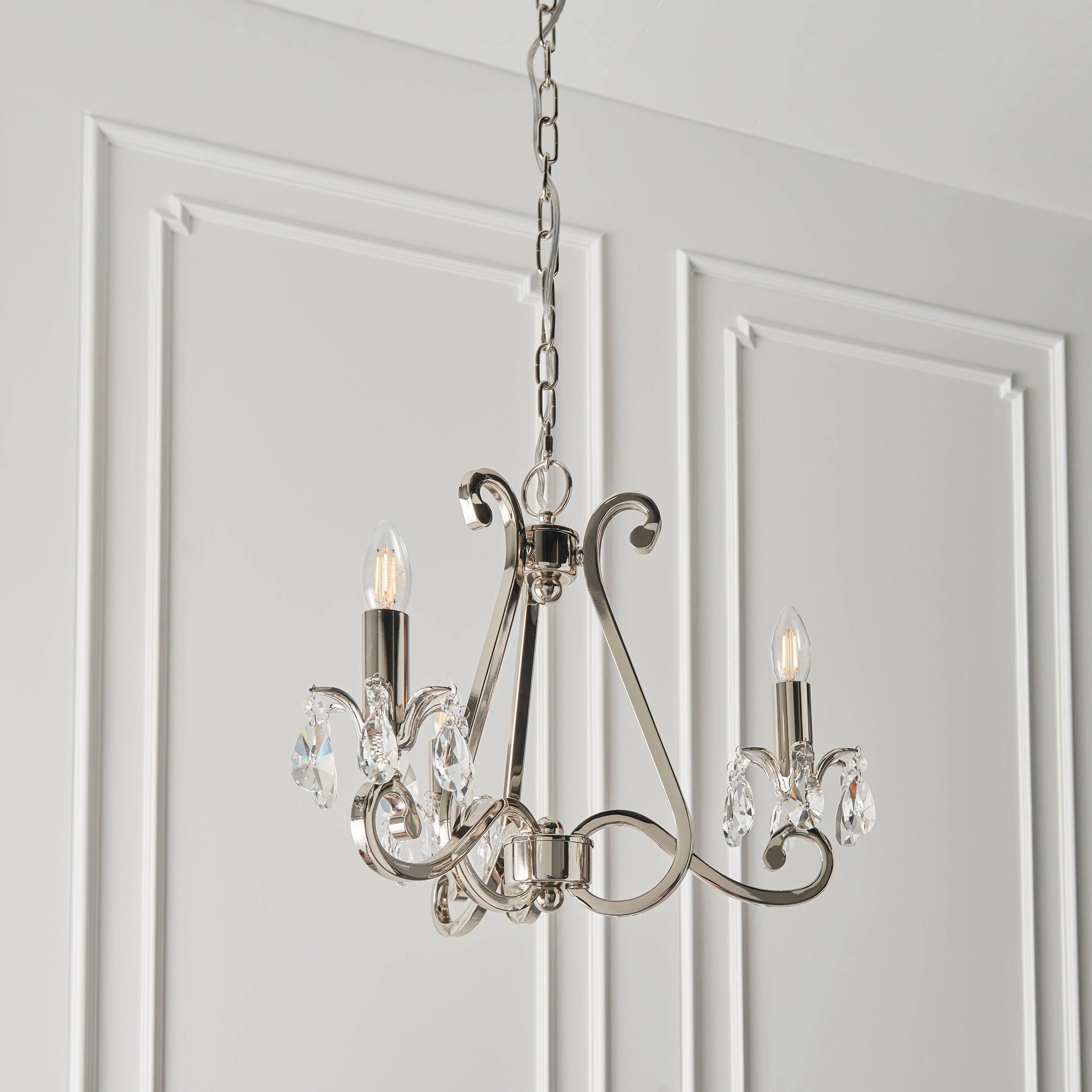 Oksana Polished Nickel Finish 3 Light Chandelier