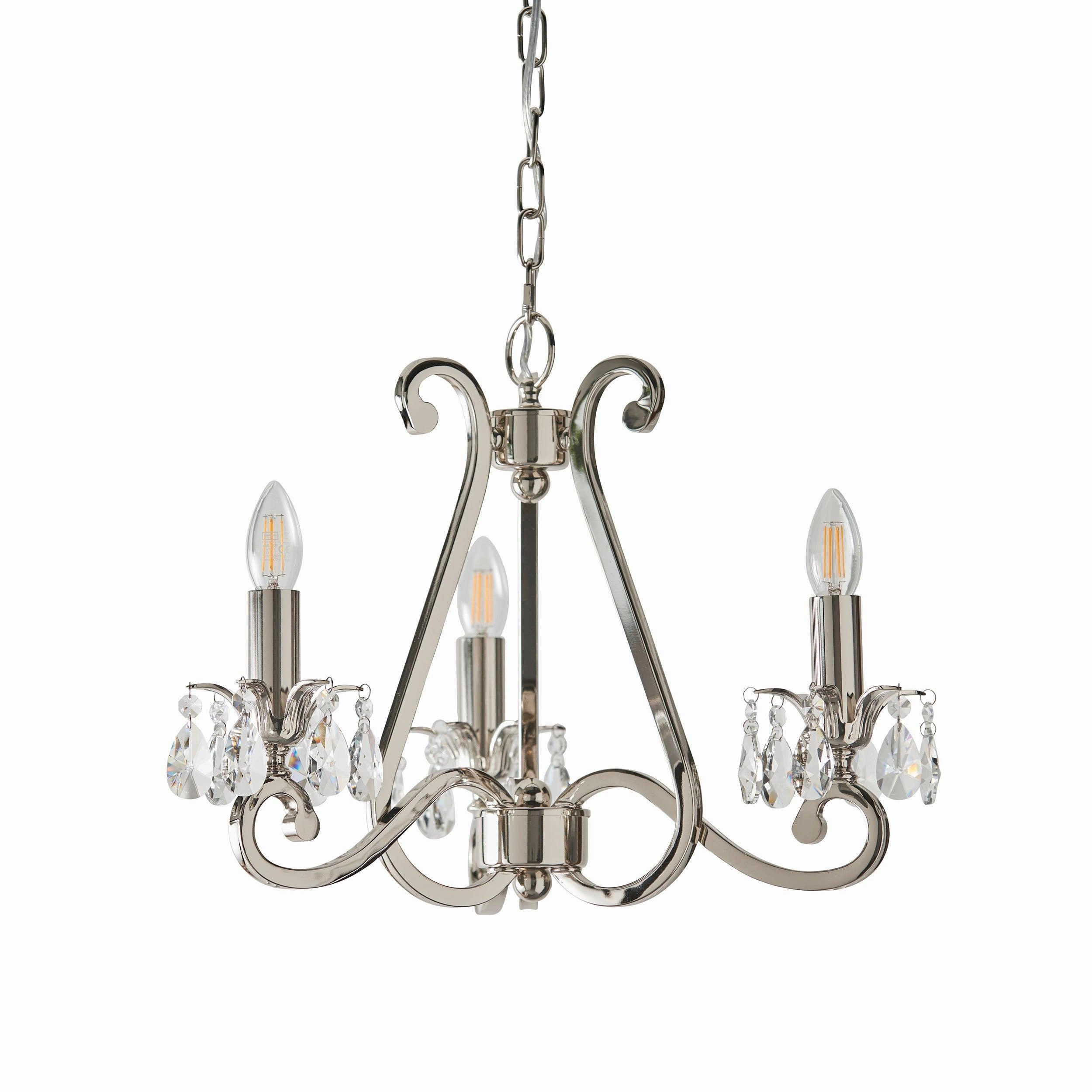 Oksana Polished Nickel Finish 3 Light Chandelier