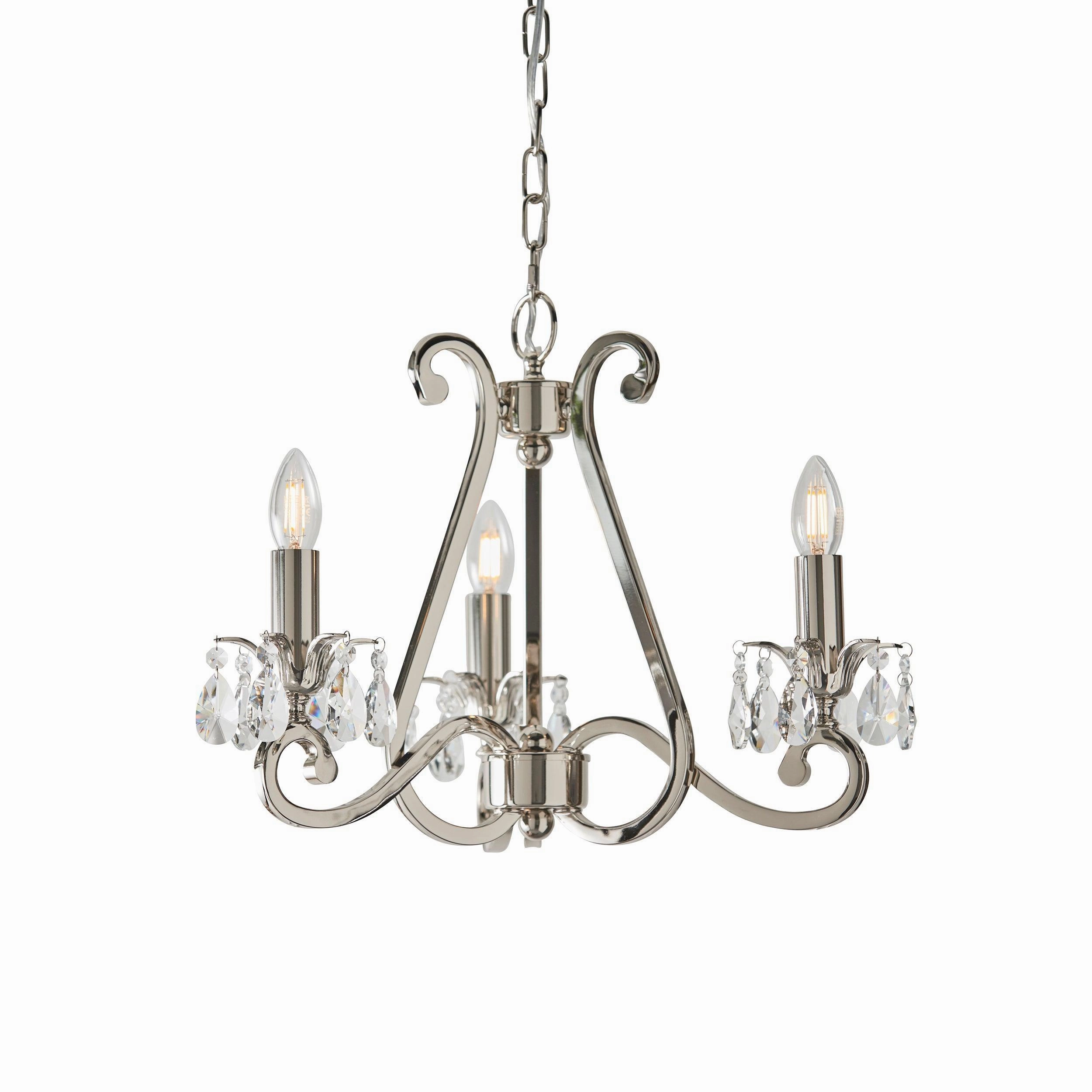 Oksana Polished Nickel Finish 3 Light Chandelier