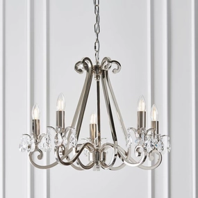 Oksana Polished Nickel Finish 5 Light Chandelier simple ceiling design light