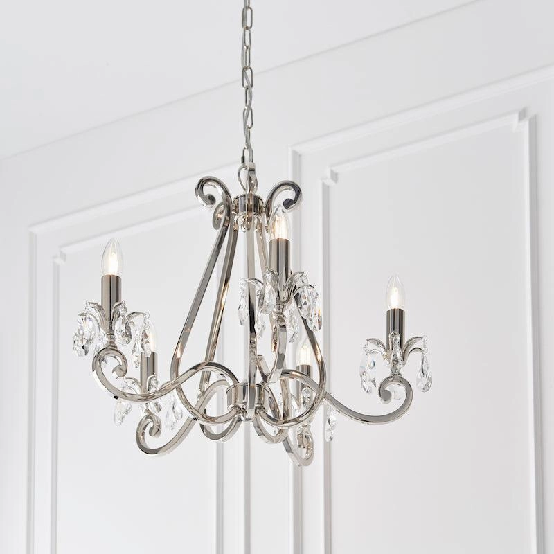 Oksana Polished Nickel Finish 5 Light Chandelier