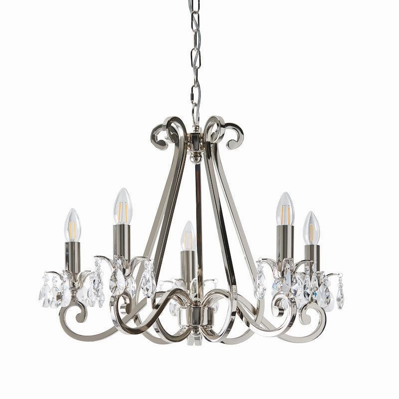 Oksana Polished Nickel Finish 5 Light Chandelier