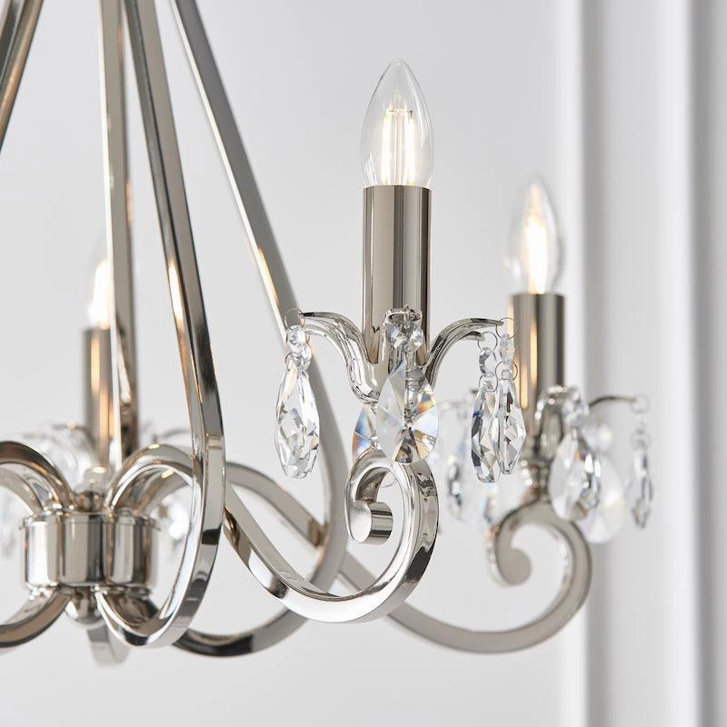 Oksana Polished Nickel Finish 5 Light Chandelier