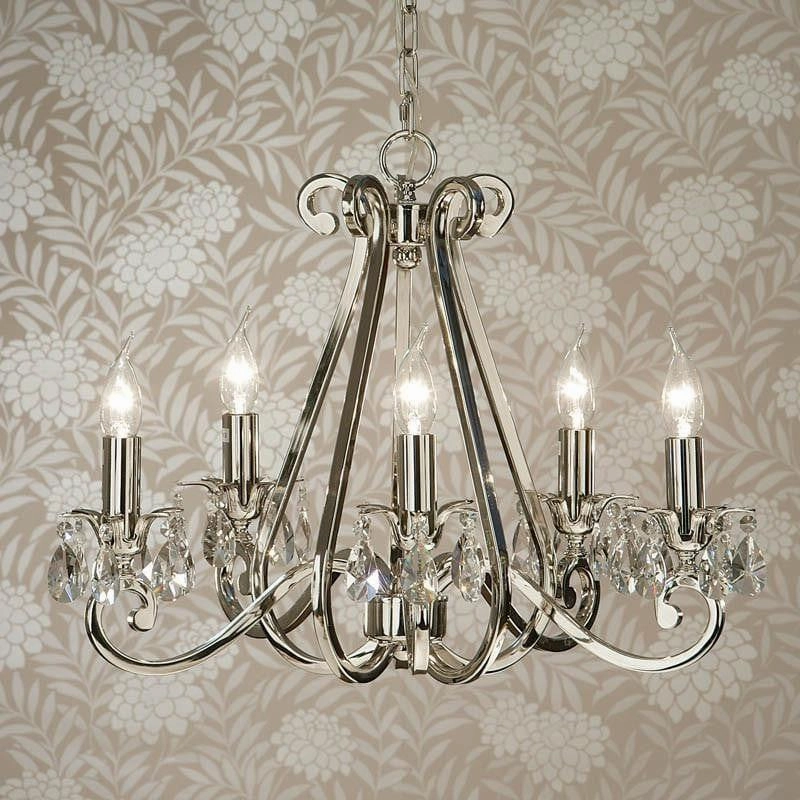 Oksana Polished Nickel Finish 5 Light Chandelier