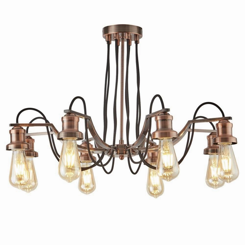 Olivia 8 Light Copper Pendant Ceiling Light - Braided Cable minimalist ceiling light