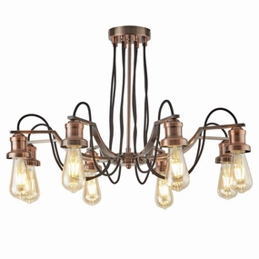 Olivia 8 Light Copper Pendant Ceiling Light - Braided Cable minimalist ceiling light