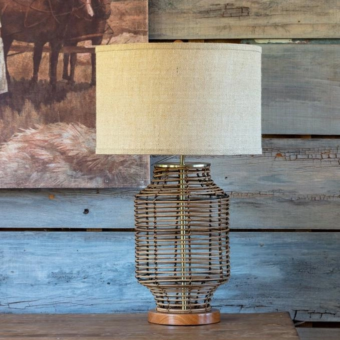 Open Weave Rattan Lamp Set rechargeable bedside light