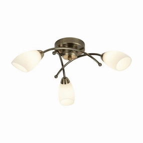 Opera 3 Light Brass Flush Ceiling Light - Opal Glass simple ceiling design light