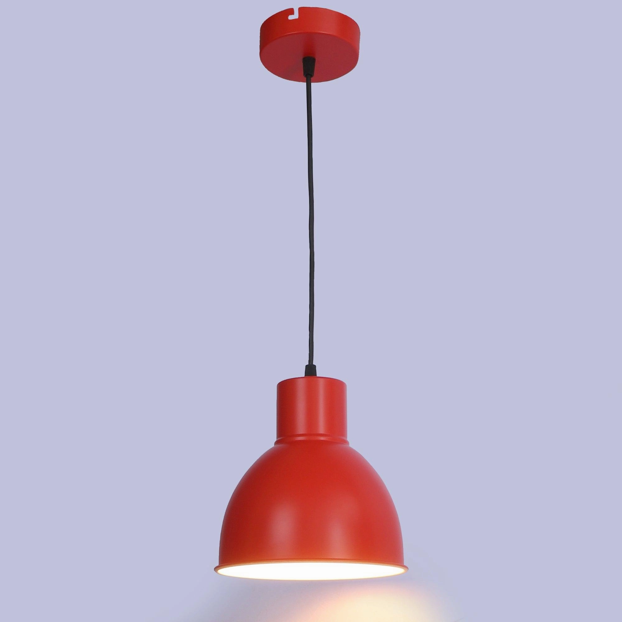 Opi Minimal Pastel Red Metal Single Hanging Light by SS Lightings