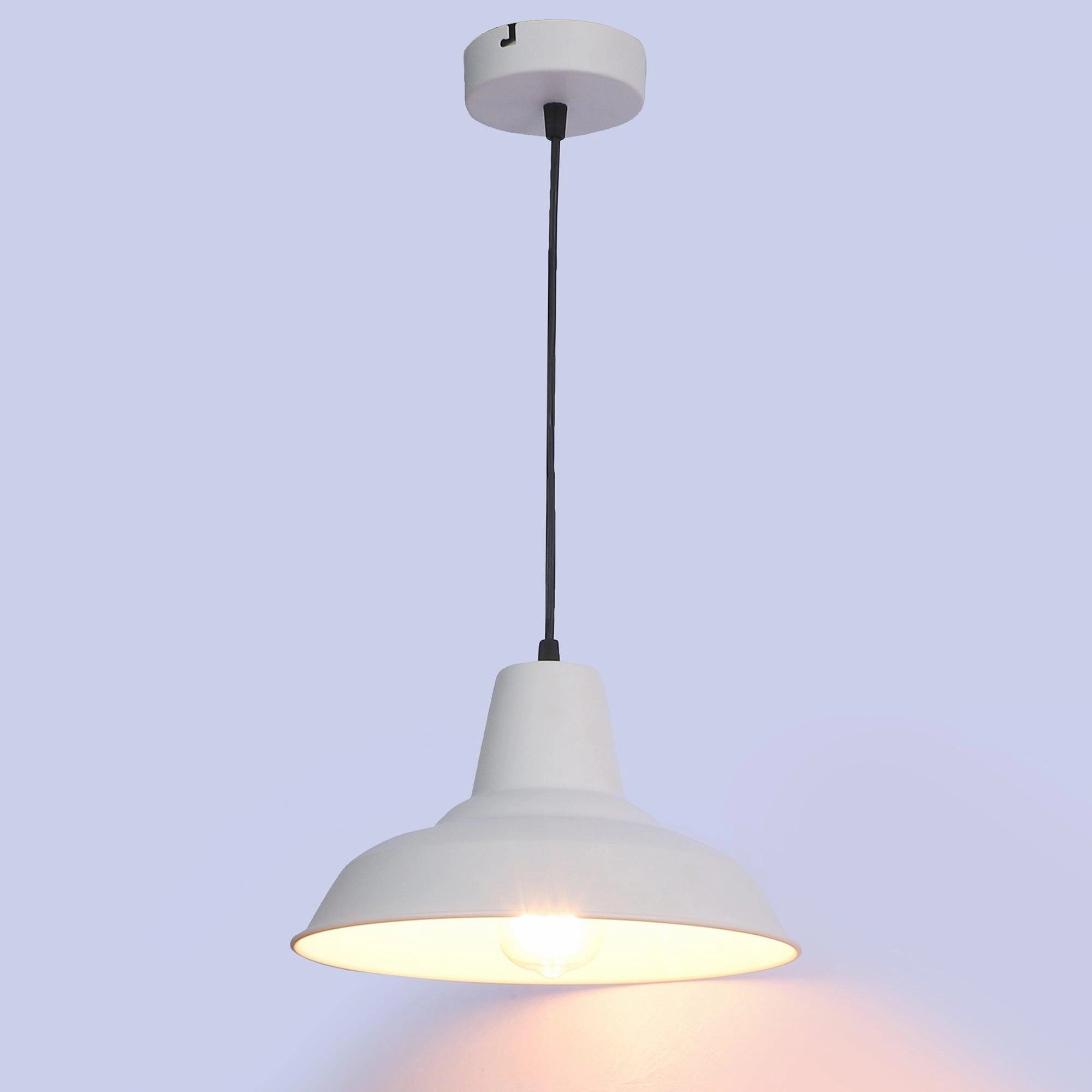 Opi Minimal Pastel White Metal Single Hanging Light by SS Lightings