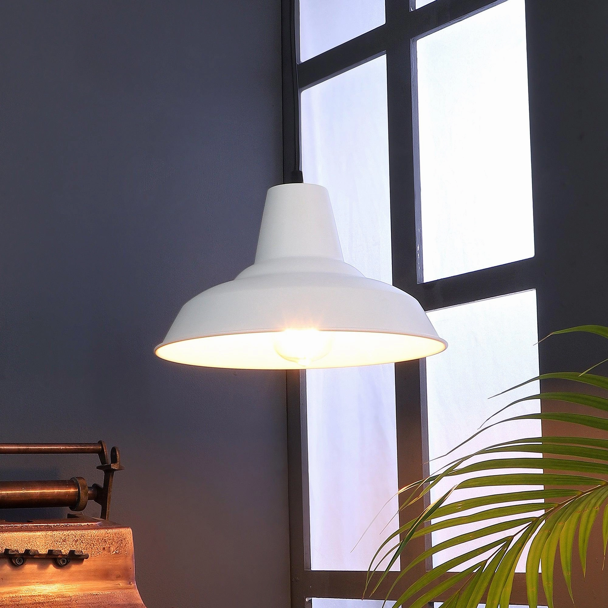 Opi Minimal Pastel White Metal Single Hanging Light by SS Lightings