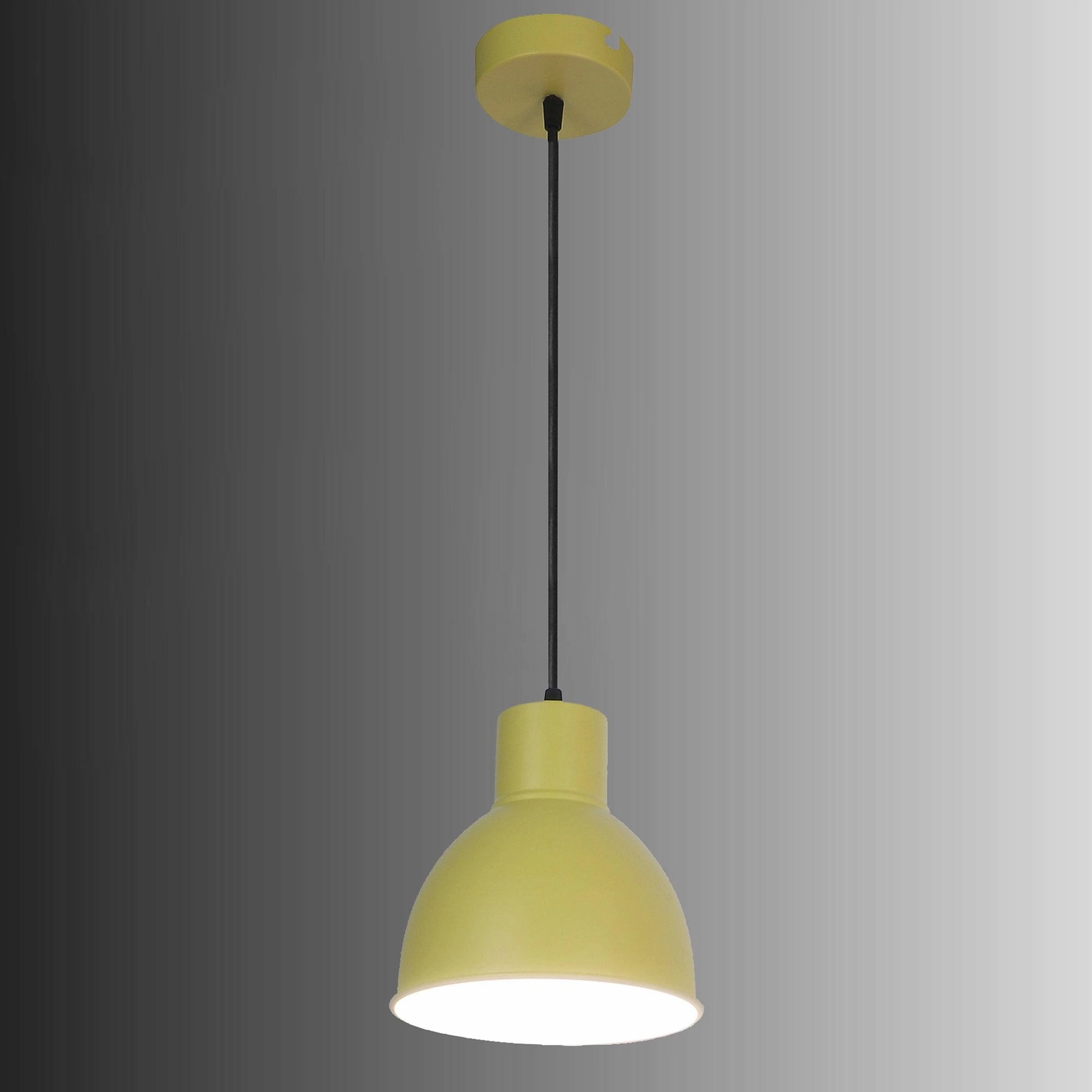 Opi Minimal Pastel Yellow Metal Single Hanging Light by SS Lightings