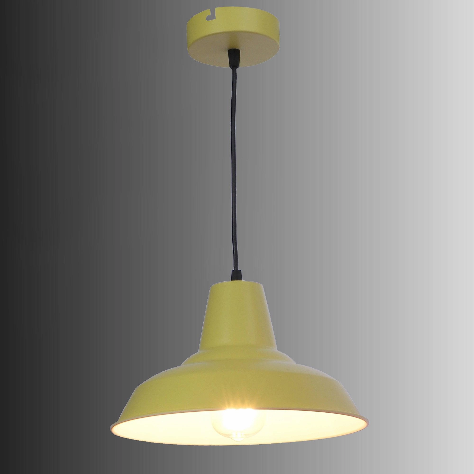 Opi Minimal Pastel Yellow Metal Single Hanging Light by SS Lightings